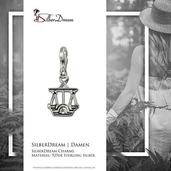 Sterling Silver Charm Libra Horoscope Pendant for Bracelet Charm - Picture 3 of 7